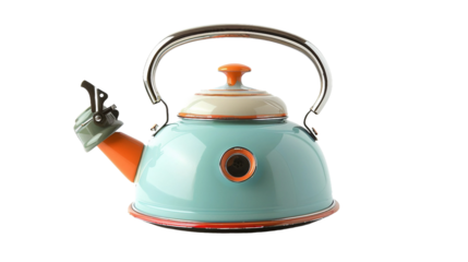 Cheerful Tea Pot: Vibrant Elegance on white background