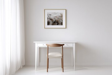 Minimalist Office Wall Art: Desert Rock with Golden Frame for Modern Interior Decor