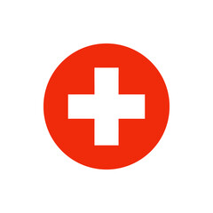 Obraz premium Red circle with a white cross symbolizing health and medical care