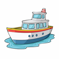 Naklejka premium Cartoon vessel sailing serenely on gentle waves capturing a childlike sense of wonder
