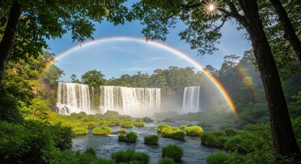 Rainbow over Waterfall