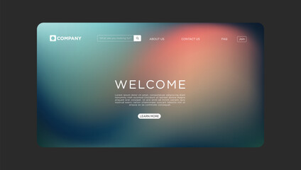 Modern website template design with welcome text and colorful gradient background for business startup