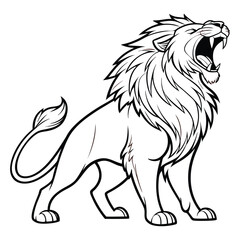 Fototapeta premium Majestic roaring lion illustration with fierce expression and flowing mane isolated on white background