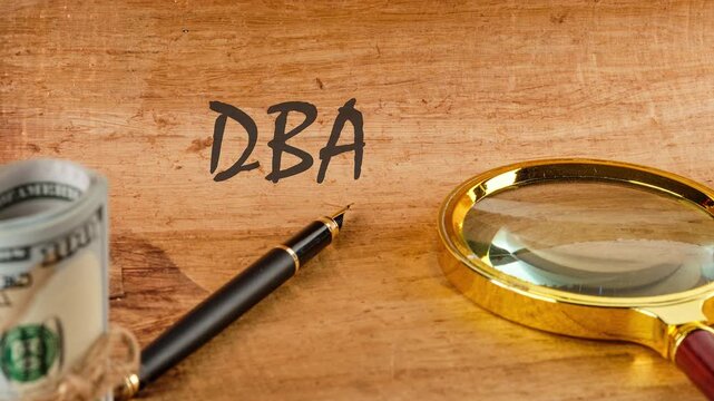 The letters DBA (Database administrator) appear on papyrus paper. Animation of the DBA concept symbol
