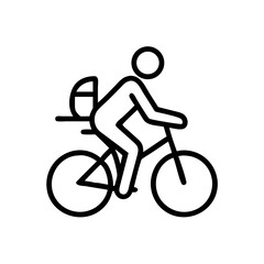 Fototapeta premium Stick figure riding bicycle with backpack in a minimalist style 