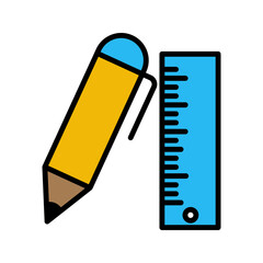 pencil and ruller icon. pencil and ruller symbol template for graphic and web design collection logo vector illustration
