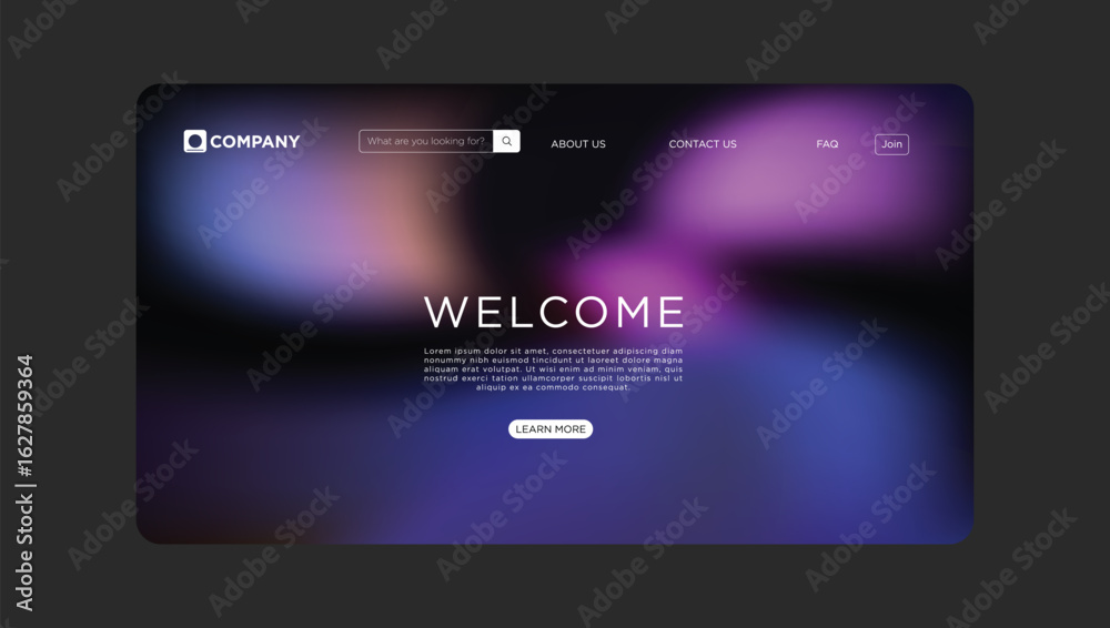 Wall mural welcome to a modern website with a sleek interface and vibrant gradient background for business
