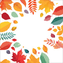 Fototapeta premium Autumn abstract colorful Background. Fall season and Thanksgiving theme. Editable vector templates with leaves and geometric pattern. Nature elements for poster, banner, cover, card, Sale, advertising