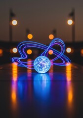 Night sphere light trails