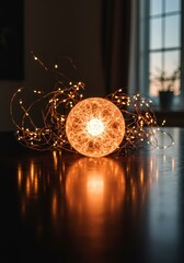 Illuminated orb with fairy lights