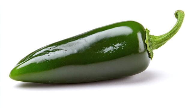 Single, vibrant green chili pepper