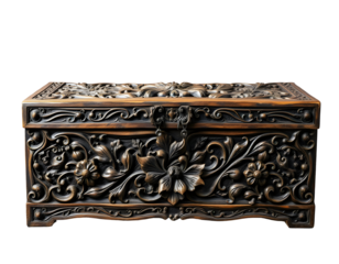 Ornate Wooden Chest with Floral Carvings