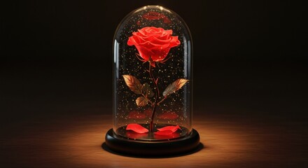 Rose in glass dome