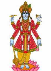hand drawn digital art of lord vishnu