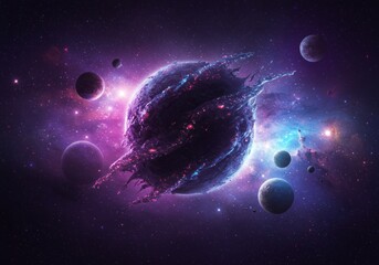 Fractured planet in nebula