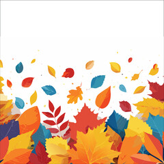 Autumn abstract colorful Background. Fall season and Thanksgiving theme. Editable vector templates with leaves and geometric pattern. Nature elements for poster, banner, cover, card, Sale, advertising