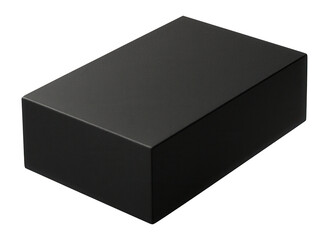 Simple black rectangular box with clean lines and a matte finish on a transparent background.