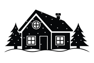 snowy house vector icon