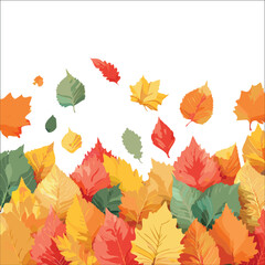 Fototapeta premium Autumn abstract colorful Background. Fall season and Thanksgiving theme. Editable vector templates with leaves and geometric pattern. Nature elements for poster, banner, cover, card, Sale, advertising