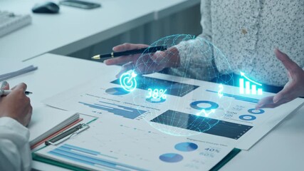 Strategic business meeting office space data analysis professional environment collaborative viewpoint innovation insights - Powered by Adobe