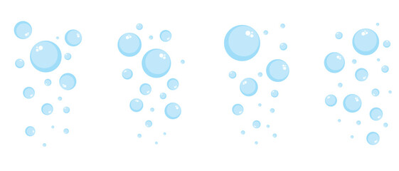 Air bubbles flat set, soap foam oxygen bubbles. Water bubbles, Oxygen bubble, fizzy drink, vector design elements isolated. Vector Illustration.