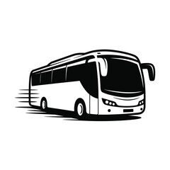 Modern coach bus in motion black and white illustration © firoj