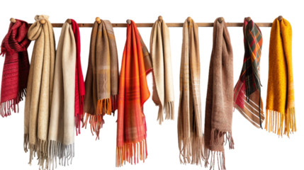 Luxurious Alpaca Scarf Assortment on white background