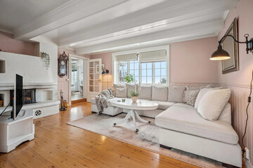 Modern luxury apartment interior in minimal scandinavian style, 3d rendering