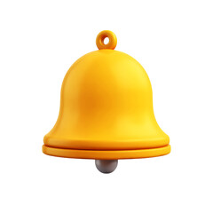 A vibrant yellow notification bell icon with a ring and clapper space on transparent background