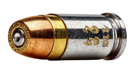 Close-up of a .22 LR Bullet: Detailed image capturing the sleek design and intricate components of a .22 long rifle bullet.