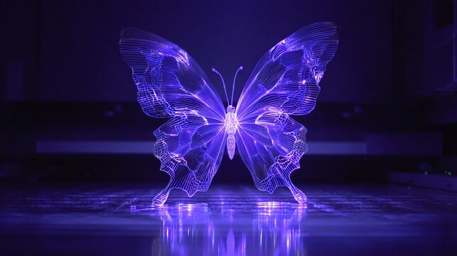 Mariposa hologr&aacute;fica 3D: proyecci&oacute;n animada
