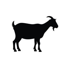 Silhouette of a standing goat with horns and beard