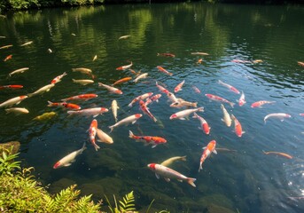 Koi fish in a pond