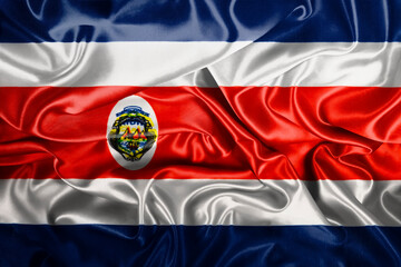 Waving national flag of Costa Rica, 3D illustration.