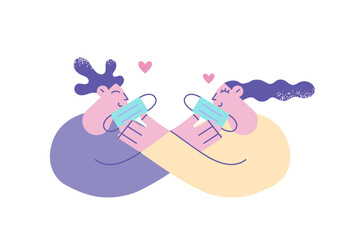 Empathy with mask during covid-19 epidemic concept