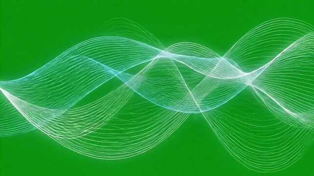 White Wave Lines Motion Green Screen Animation