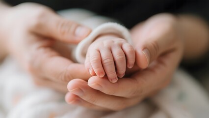 Gentle Hands Holding a Baby's Hand