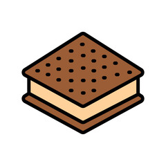  Ice cream sandwich color line icon for digital and print projects.