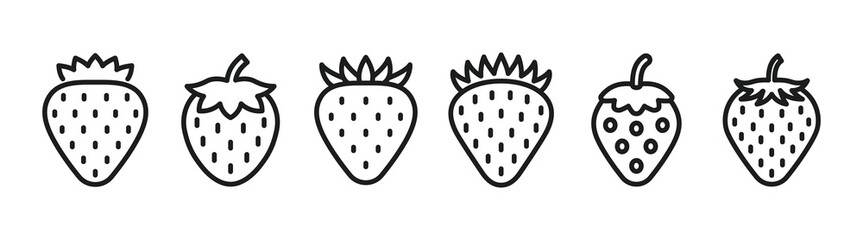 Simple strawberry icon set of various shapes