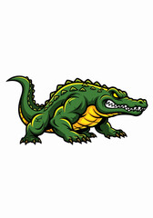 Obraz premium Mascot alligator illustration ready for a logo design, fierce cartoon alligator with detailed scales and strong build, perfect for representing power and resilience.