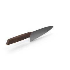 Fototapeta premium Chef’s Knife with Wooden Handle Isolated on Transparent Background