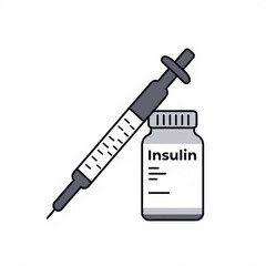 A syringe and an insulin vial, symbolizing diabetes management and medication, highlighting health and wellness
