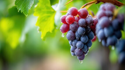 Naklejka premium close-up of bunches of ripe purple grapes