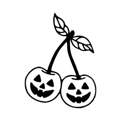 Halloween cherry faces vector drawing