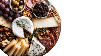 A centered view of cheese board, white background --ar 16:9