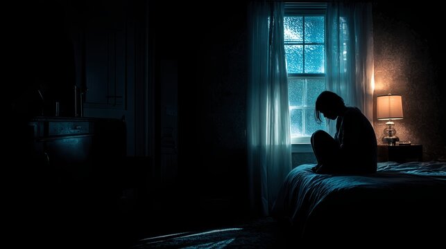 Emotional concept of sleep disorder caused by trauma and stress during war