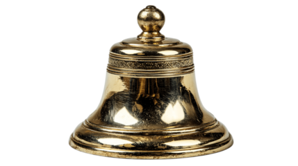 A plain image of brass bell, white background --ar 16:9