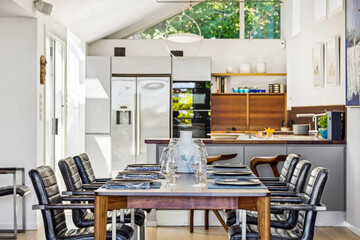 modern luxury dining room interior, 3d render
