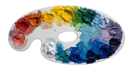 A single art palette, white background --ar 16:9