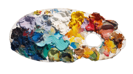 A single art palette, white background --ar 16:9